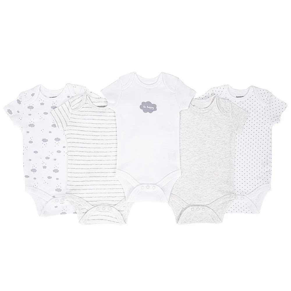 High - quality 5 - piece Set of 0 - 9 Months Baby Cotton Onesie Baby Clothes Baby Crawling Clothes - Little Sprouts & Co. DeMaMa