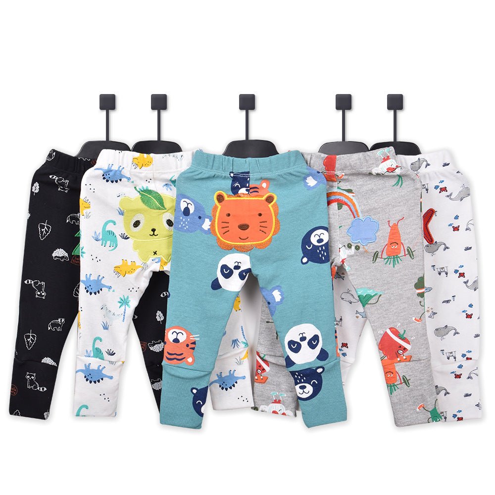 Baby Pants Set – Unisex, Multi - Color & Character Print (5 - Pack) - Little Sprouts & Co. DeMaMa