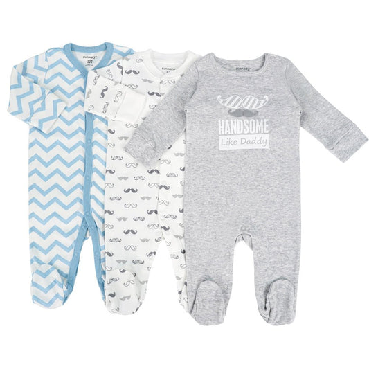 Baby Sleepsuit Set – Unisex Mixed Designs (3 - Pack) - Little Sprouts & Co. DeMaMa