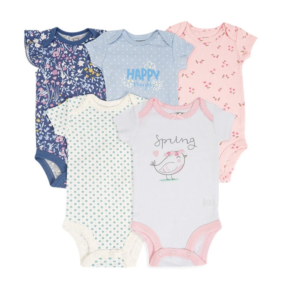High - quality 5 - piece Set of 0 - 9 Months Baby Cotton Onesie Baby Clothes Baby Crawling Clothes - Little Sprouts & Co. DeMaMa