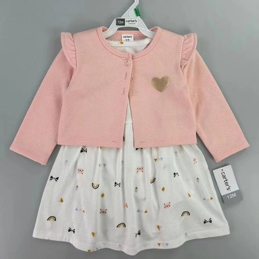 Baby Girl Floral Dress with Cardigan – 2 - Piece Set (Multiple Colors) - Little Sprouts & Co. DeMaMa