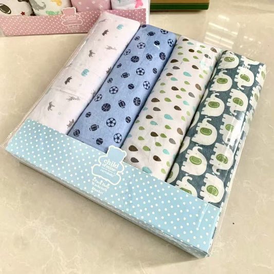 100% Cotton Baby Swaddle Blankets – 4 - Pack (150×100 cm, Multiple Designs) - Little Sprouts & Co. DeMaMa