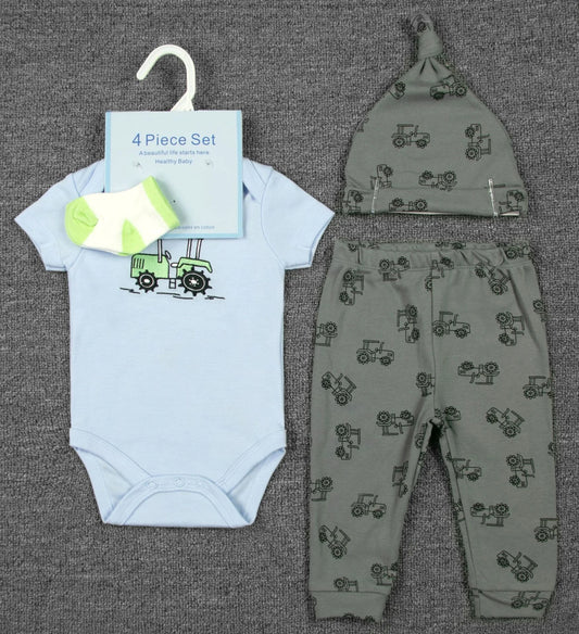 Unisex Baby 4 - Piece Outfit Set – Bodysuit, Pants, Hat & Socks - Little Sprouts & Co. DeMaMa