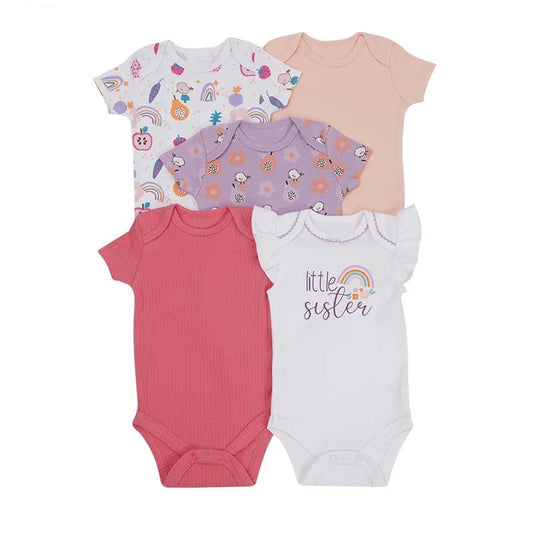 High - quality 5 - piece Set of 0 - 9 Months Baby Cotton Onesie Baby Clothes Baby Crawling Clothes - Little Sprouts & Co. DeMaMa
