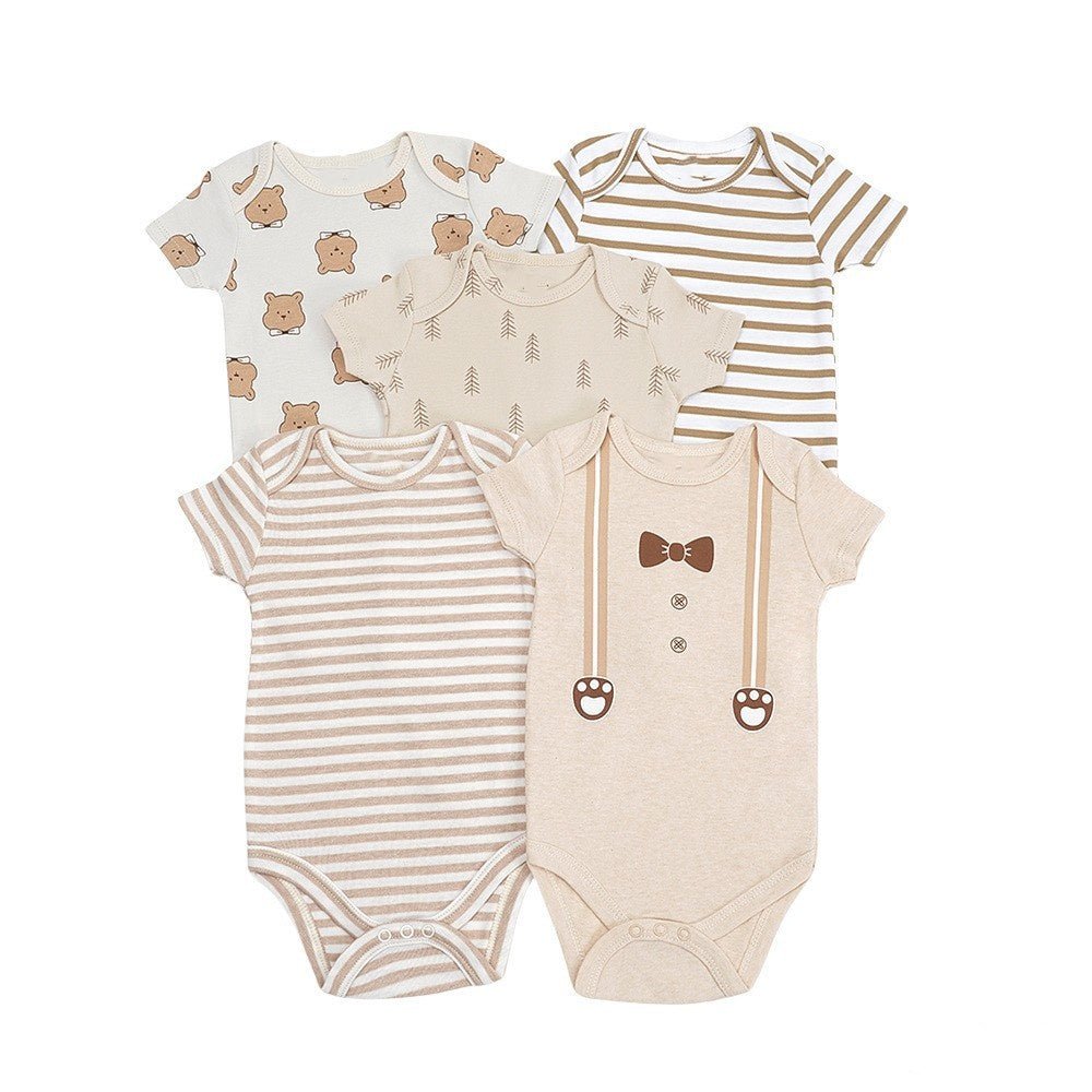 High - quality 5 - piece Set of 0 - 9 Months Baby Cotton Onesie Baby Clothes Baby Crawling Clothes - Little Sprouts & Co. DeMaMa