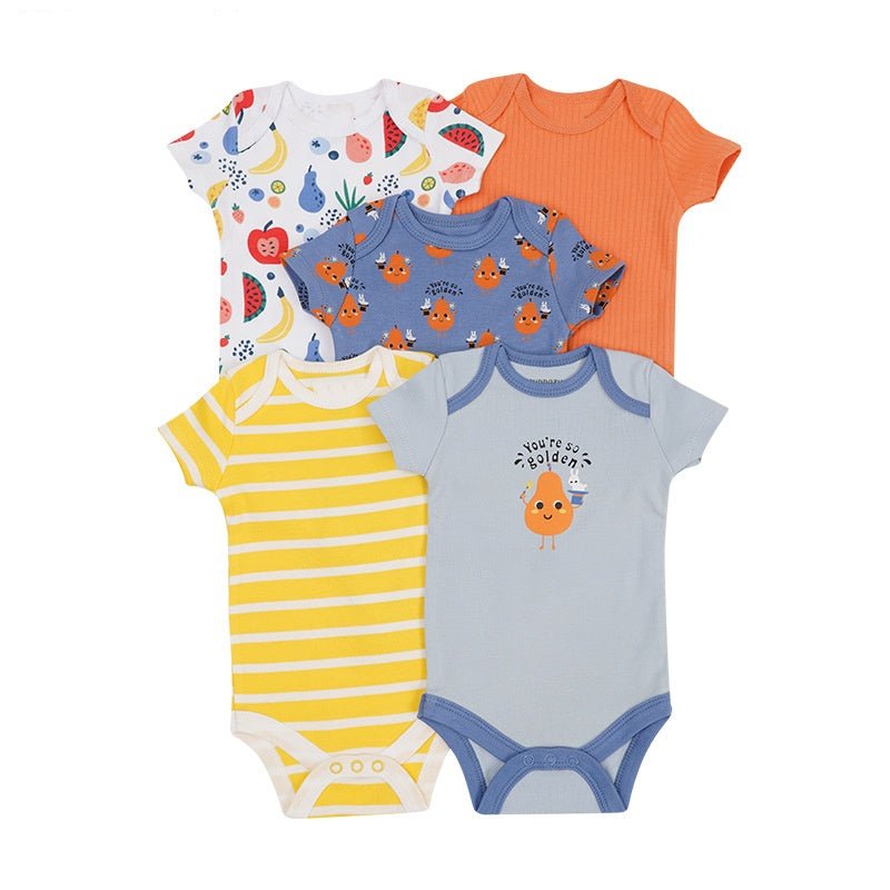 High - quality 5 - piece Set of 0 - 9 Months Baby Cotton Onesie Baby Clothes Baby Crawling Clothes - Little Sprouts & Co. DeMaMa
