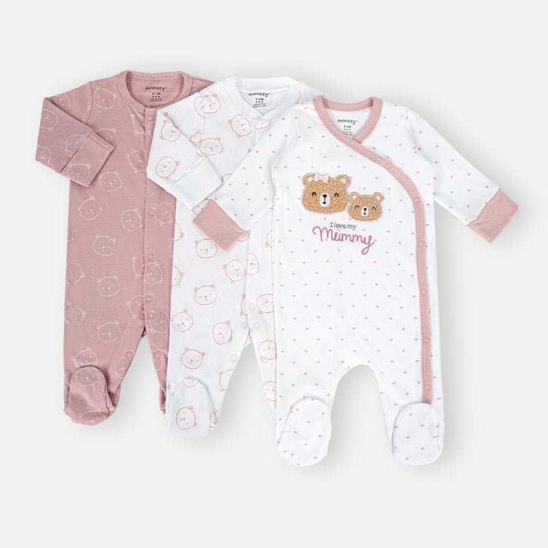 Baby Sleepsuit Set – Unisex Mixed Designs (3 - Pack) - Little Sprouts & Co. DeMaMa