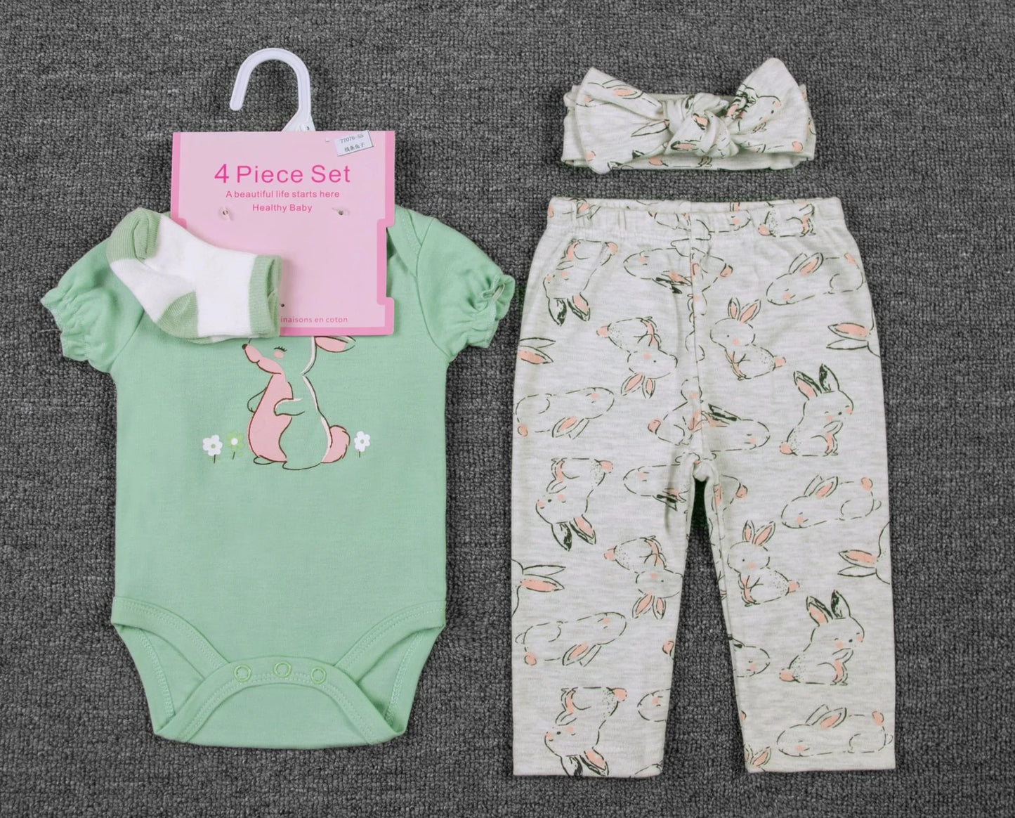 Unisex Baby 4 - Piece Outfit Set – Bodysuit, Pants, Hat & Socks - Little Sprouts & Co. DeMaMa