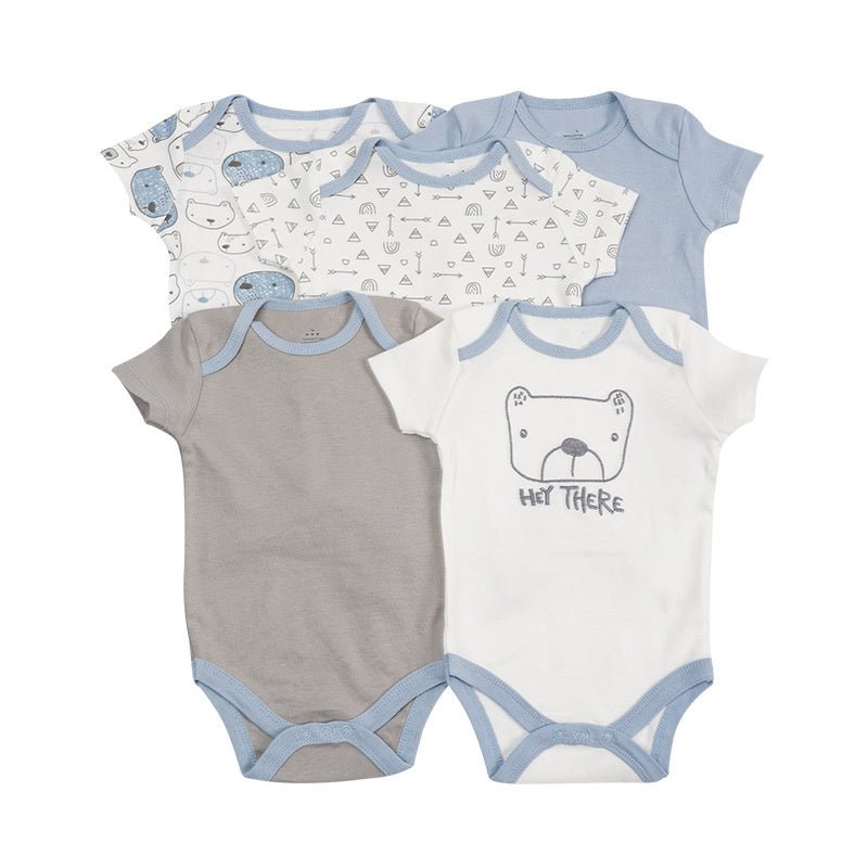 High - quality 5 - piece Set of 0 - 9 Months Baby Cotton Onesie Baby Clothes Baby Crawling Clothes - Little Sprouts & Co. DeMaMa
