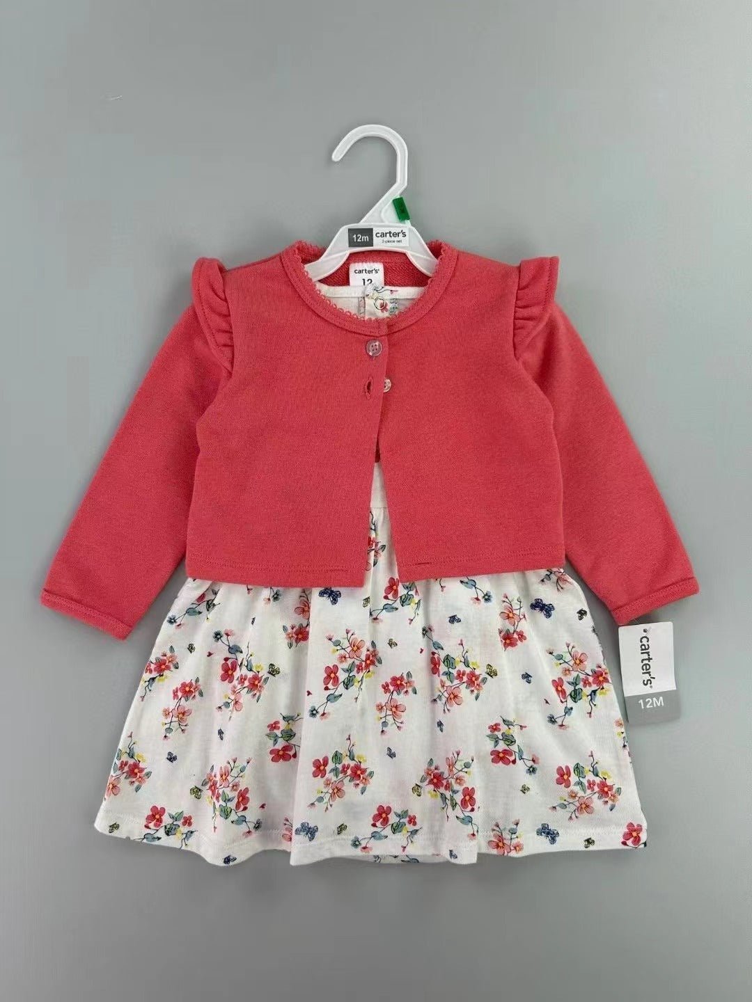 Baby Girl Floral Dress with Cardigan – 2 - Piece Set (Multiple Colors) - Little Sprouts & Co. DeMaMa