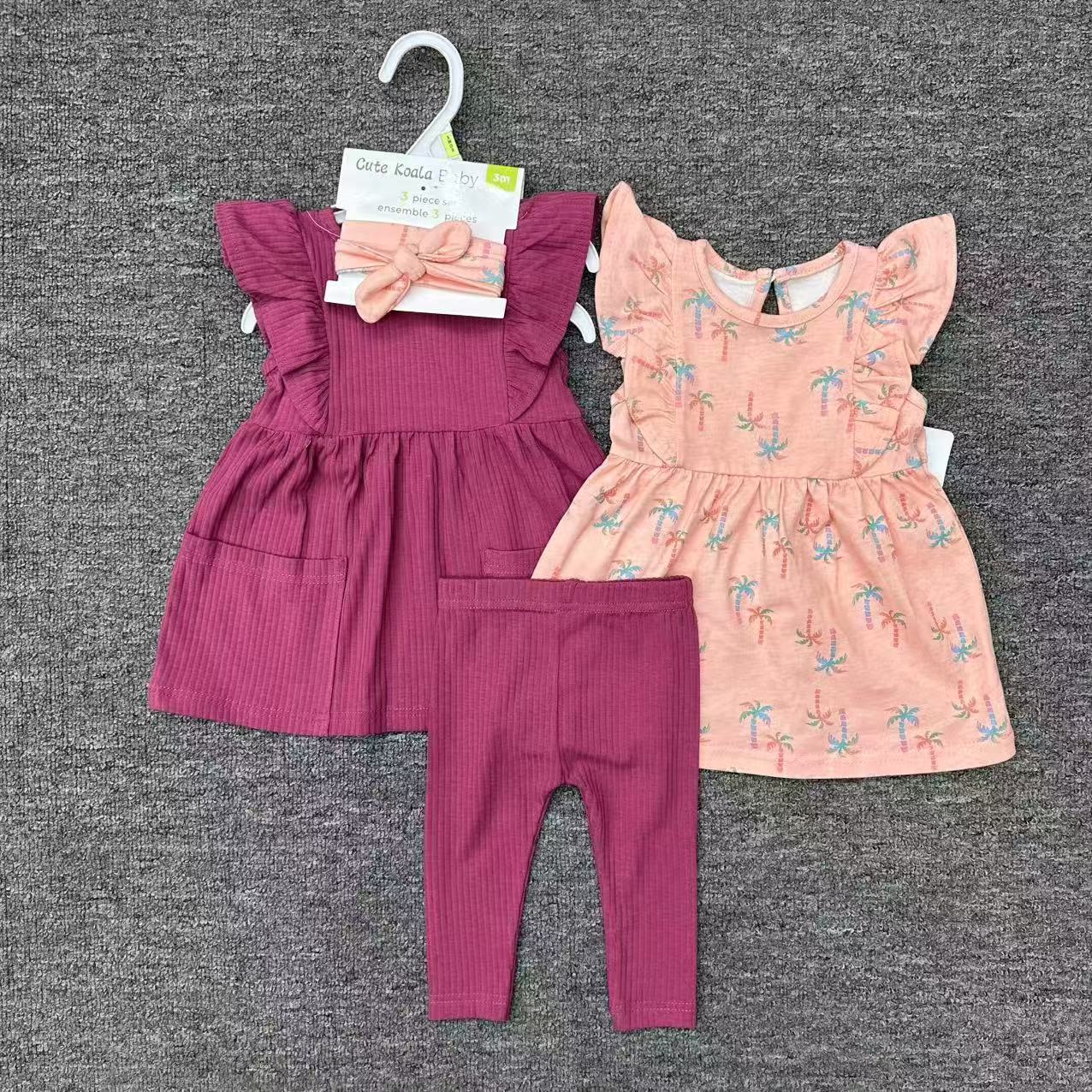 Baby Girl 3 - Piece Dress & Legging Set – Multiple Designs - Little Sprouts & Co. DeMaMa