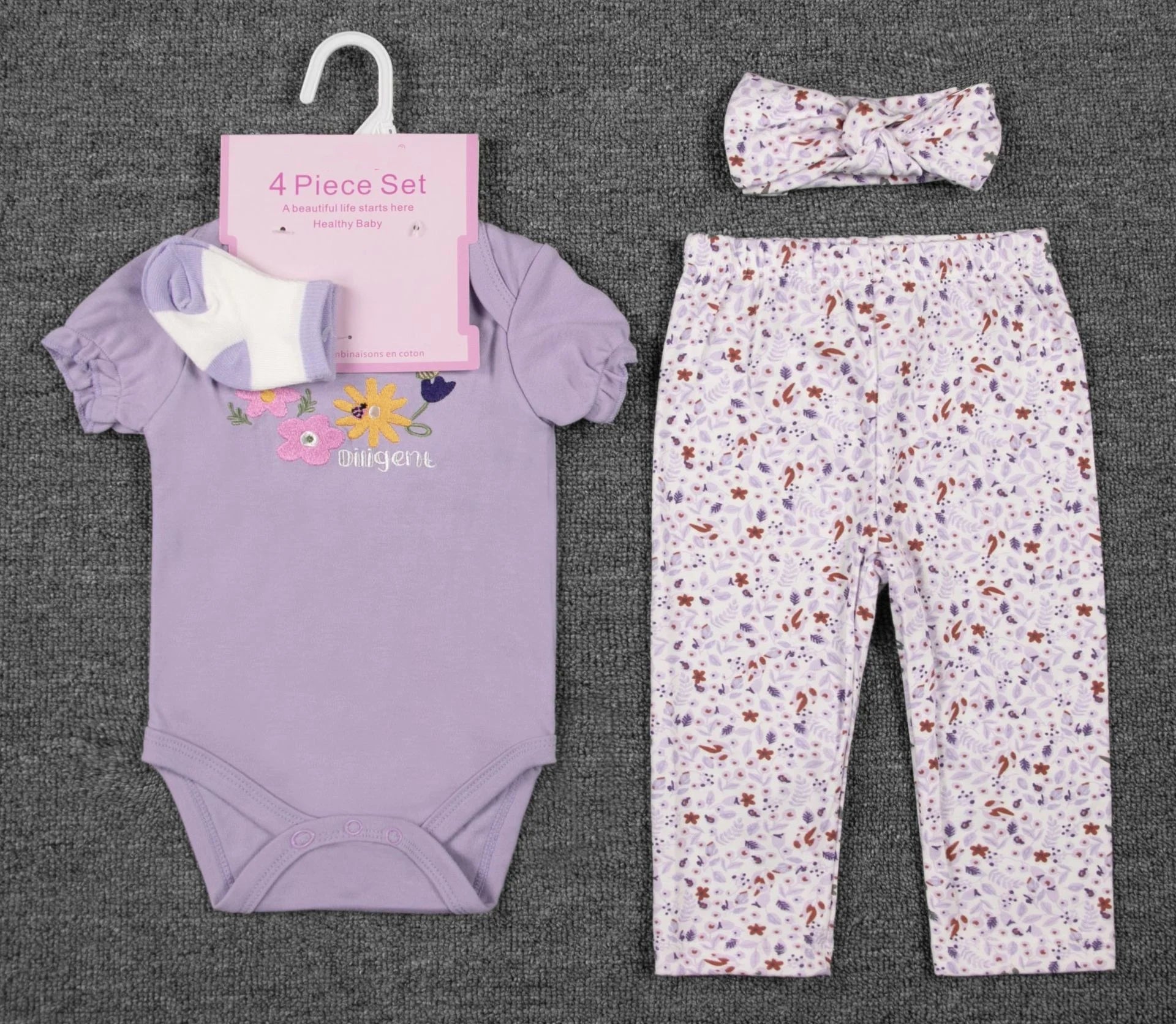 Unisex Baby 4 - Piece Outfit Set – Bodysuit, Pants, Hat & Socks - Little Sprouts & Co. DeMaMa