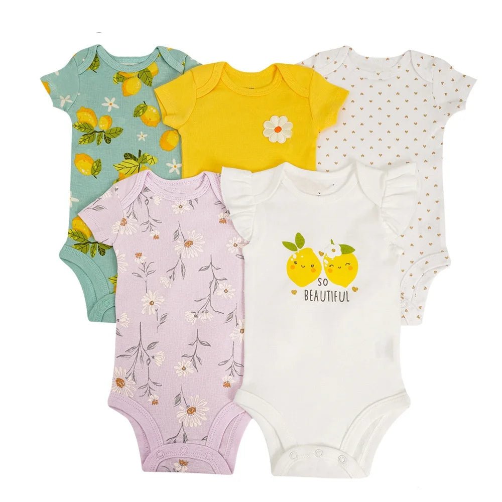 High - quality 5 - piece Set of 0 - 9 Months Baby Cotton Onesie Baby Clothes Baby Crawling Clothes - Little Sprouts & Co. DeMaMa