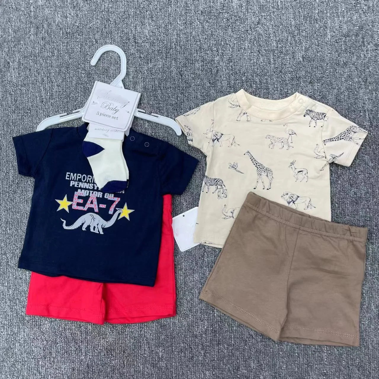 Baby Boy Outfit Set – T-Shirts, Shorts & Socks - Little Sprouts & Co. DeMaMa