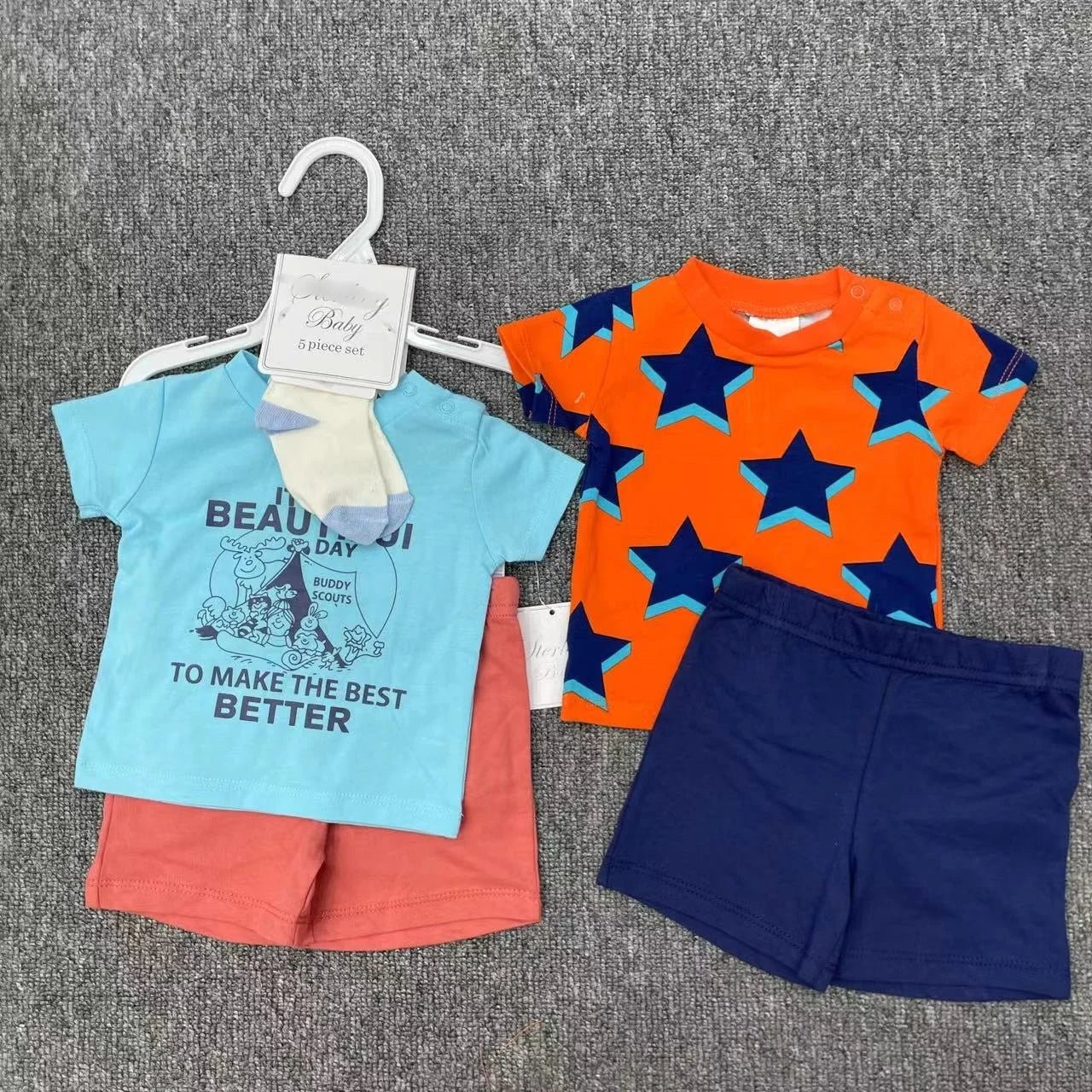 Baby Boy Outfit Set – T-Shirts, Shorts & Socks - Little Sprouts & Co. DeMaMa