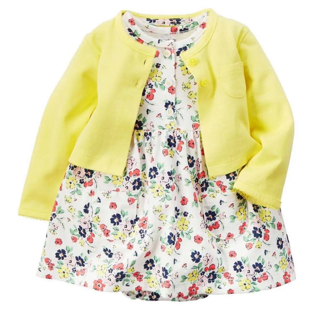 Baby Girl Floral Dress with Cardigan – 2 - Piece Set (Multiple Colors) - Little Sprouts & Co. DeMaMa