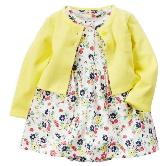 Baby Girl Floral Dress with Cardigan – 2 - Piece Set (Multiple Colors) - Little Sprouts & Co. DeMaMa