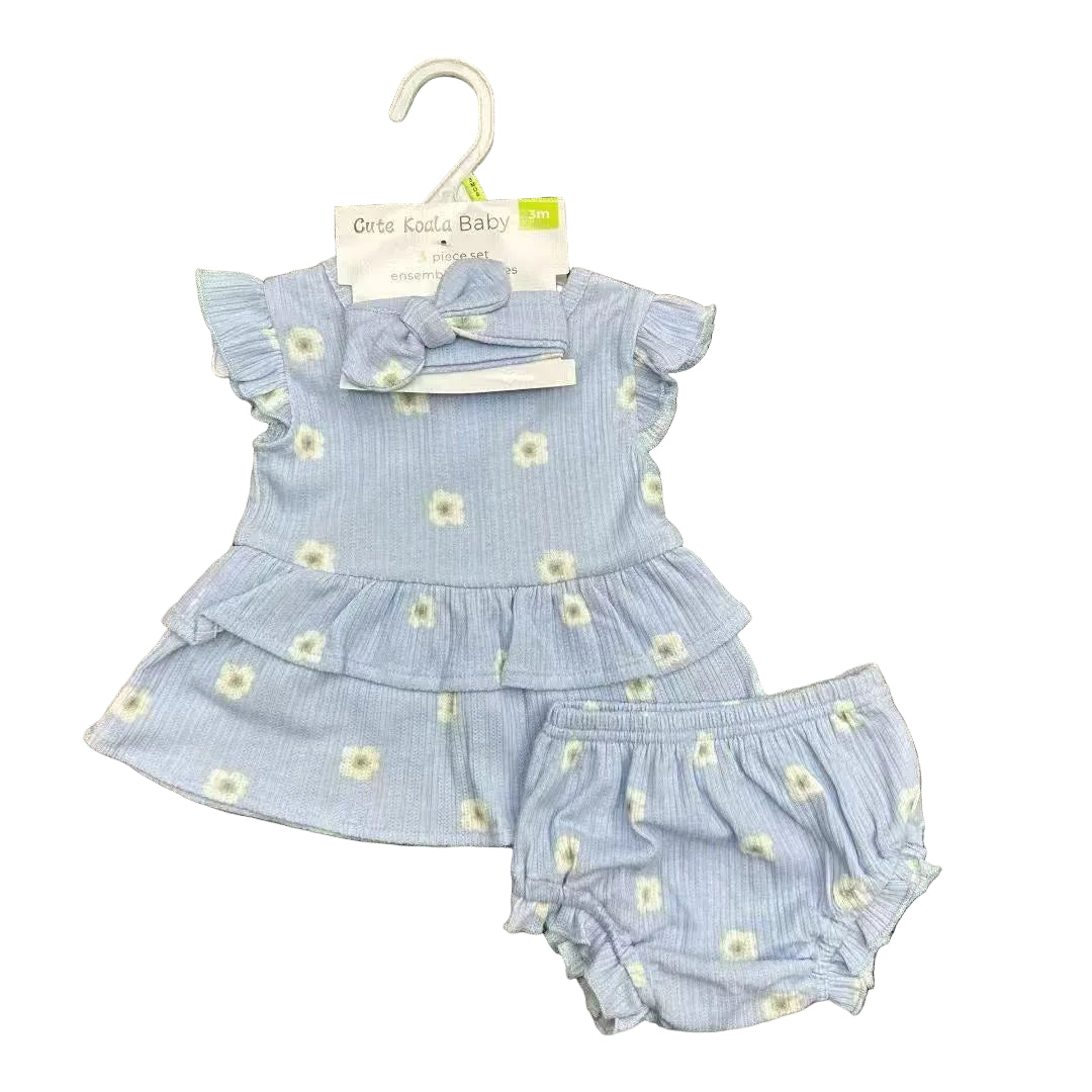 Baby Girl 3 - Piece Floral Outfit Set (Top, Bloomers & Headband) – Multiple Designs - Little Sprouts & Co. DeMaMa