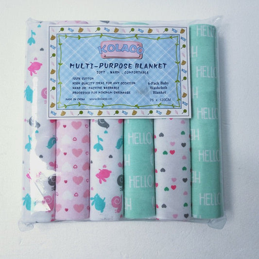 6 - Pack Baby Multipurpose Cotton Blankets – 100% Cotton (76×120 cm) - Little Sprouts & Co. DeMaMa
