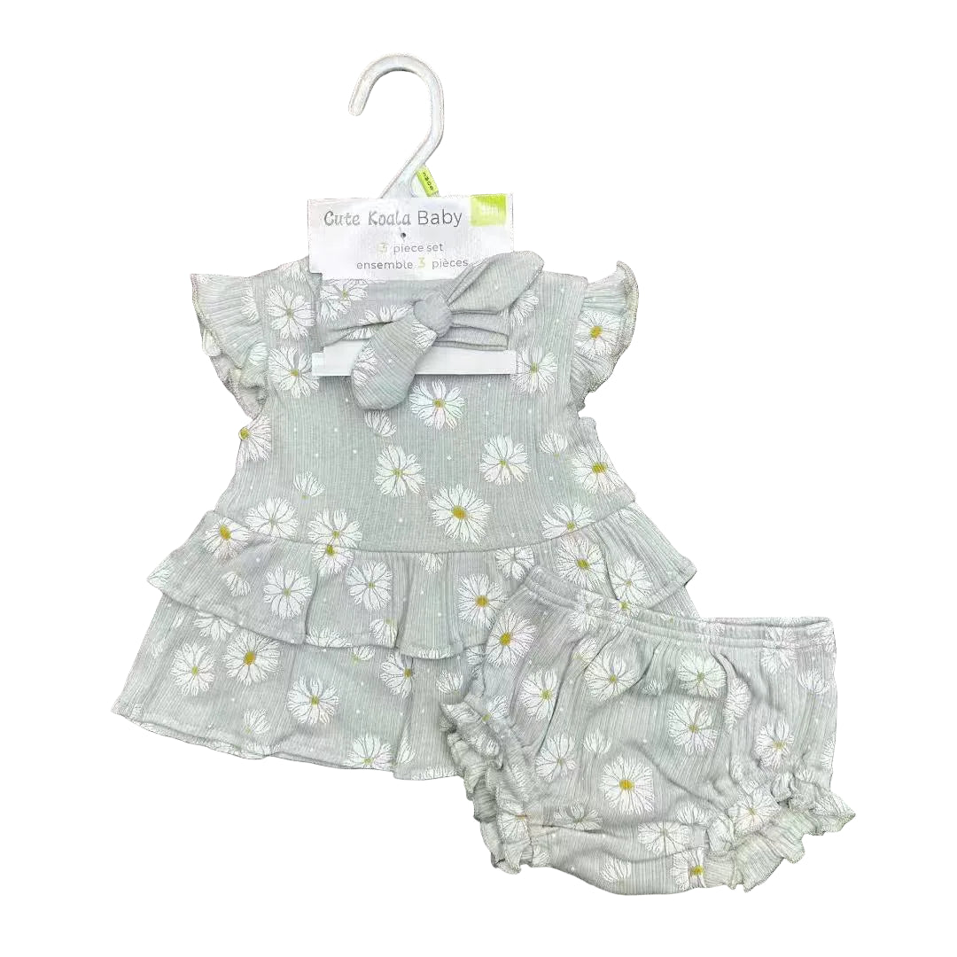 Baby Girl 3 - Piece Floral Outfit Set (Top, Bloomers & Headband) – Multiple Designs - Little Sprouts & Co. DeMaMa