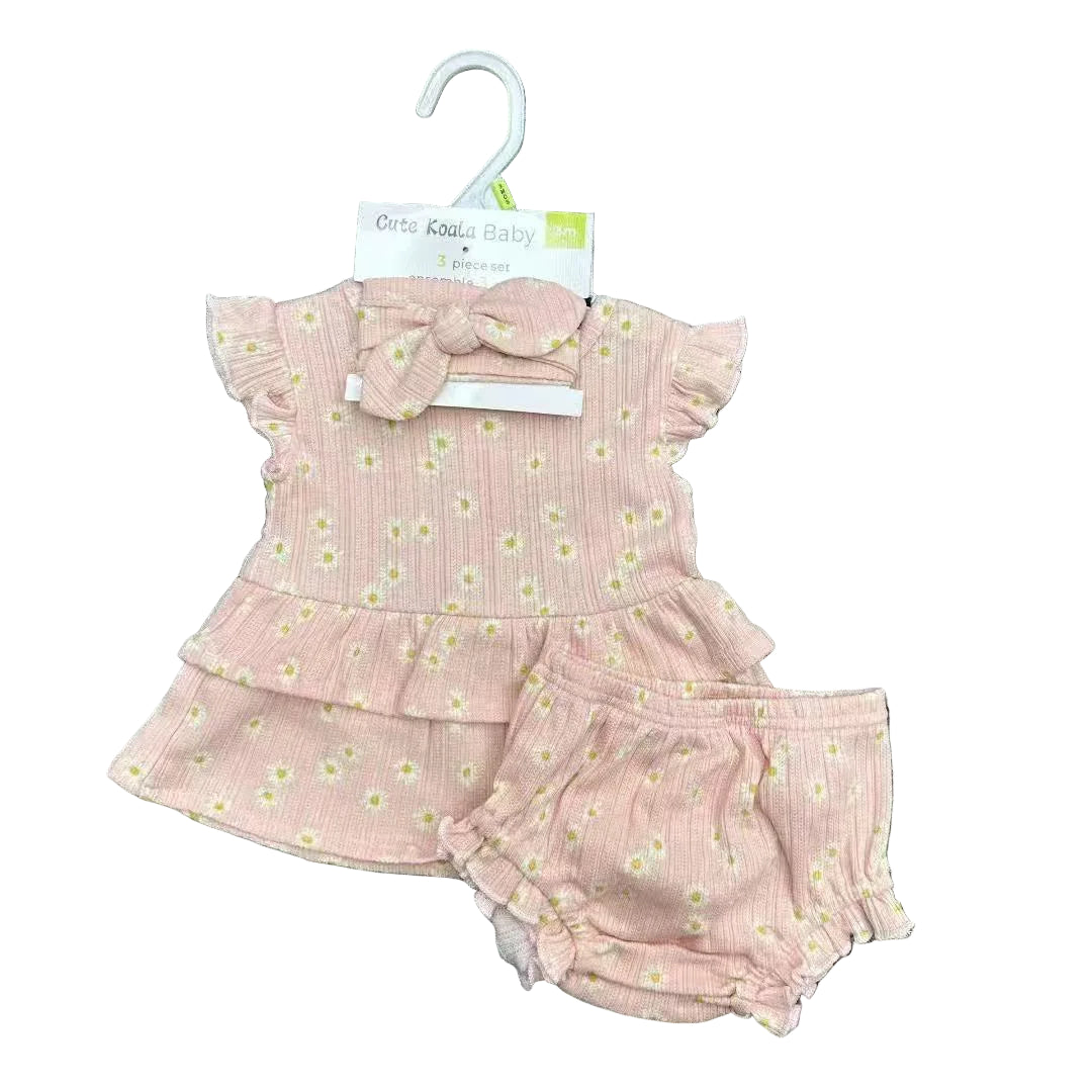 Baby Girl 3 - Piece Floral Outfit Set (Top, Bloomers & Headband) – Multiple Designs - Little Sprouts & Co. DeMaMa