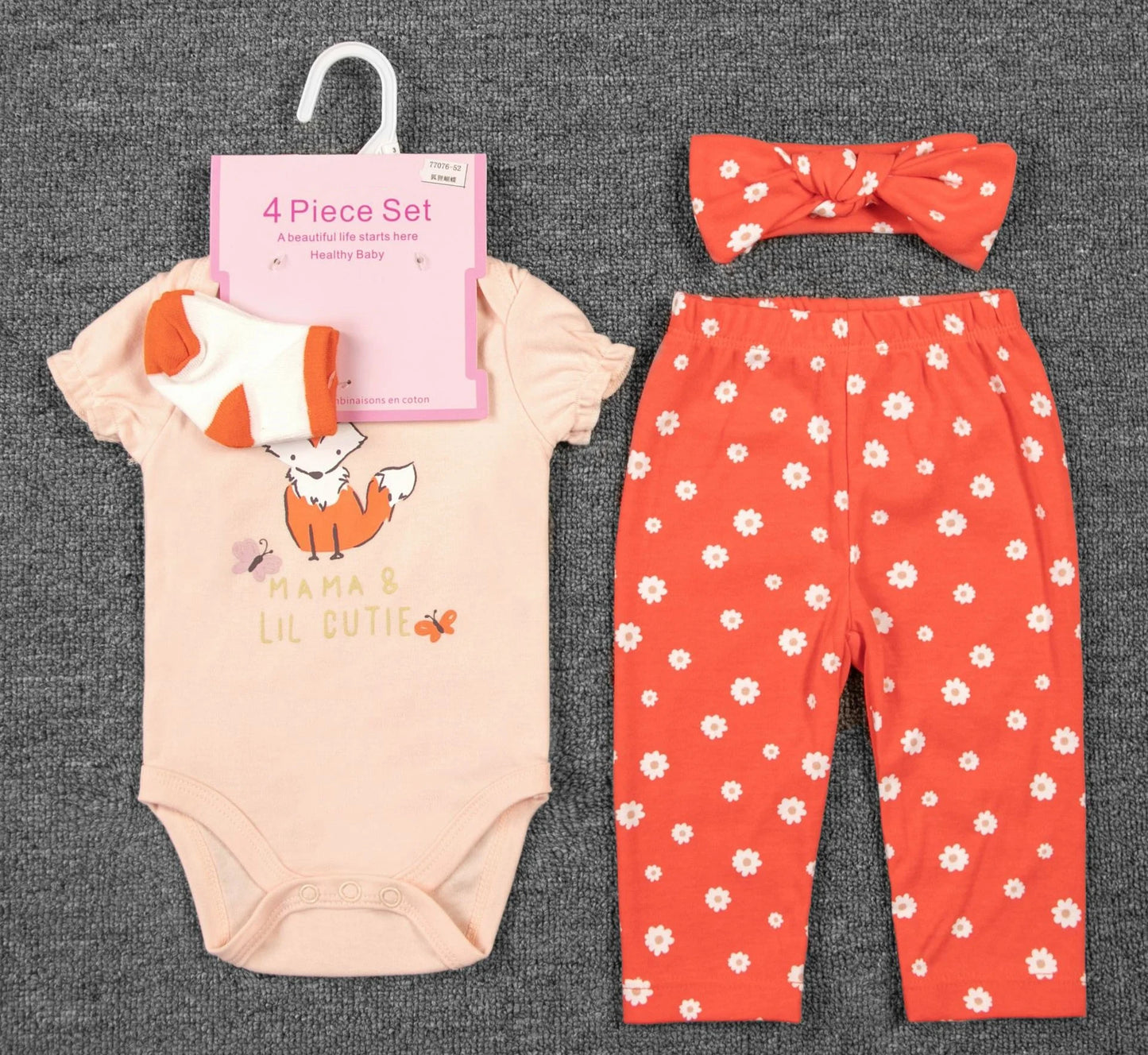 Unisex Baby 4 - Piece Outfit Set – Bodysuit, Pants, Hat & Socks - Little Sprouts & Co. DeMaMa