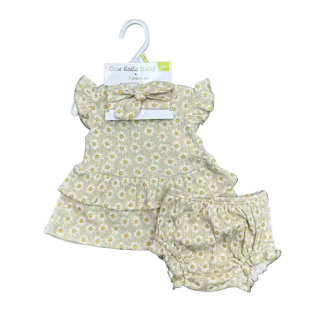 Baby Girl 3 - Piece Floral Outfit Set (Top, Bloomers & Headband) – Multiple Designs - Little Sprouts & Co. DeMaMa