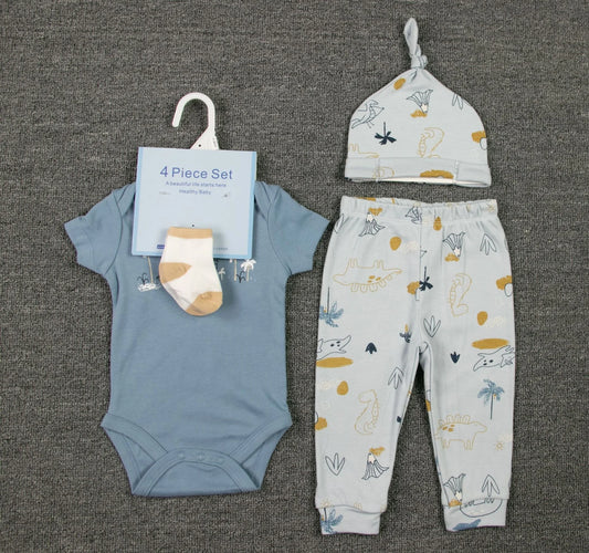 Unisex Baby 4 - Piece Outfit Set – Bodysuit, Pants, Hat & Socks - Little Sprouts & Co. DeMaMa