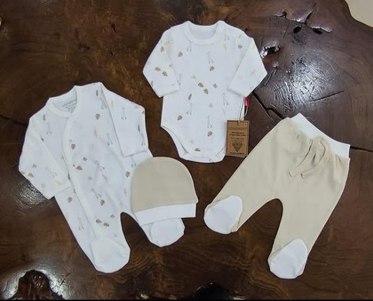 Organic Cotton Unisex Baby Clothes Set - Newborn 4-Piece Outfit