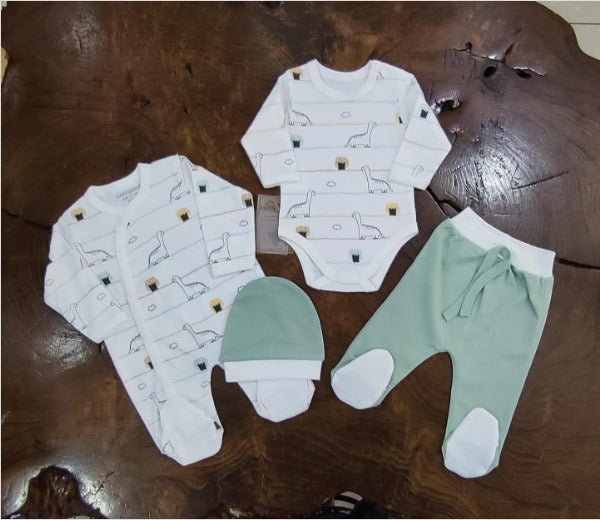 Organic Cotton Unisex Baby Clothes Set - Newborn 4-Piece Outfit